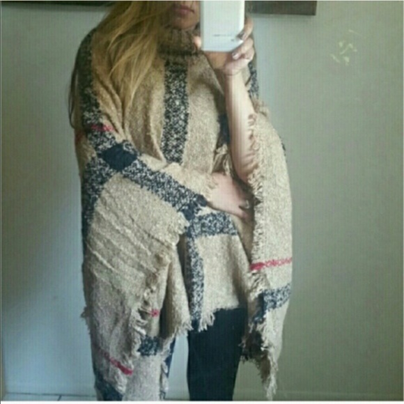 Plaid Turtleneck Poncho - Picture 3 of 3